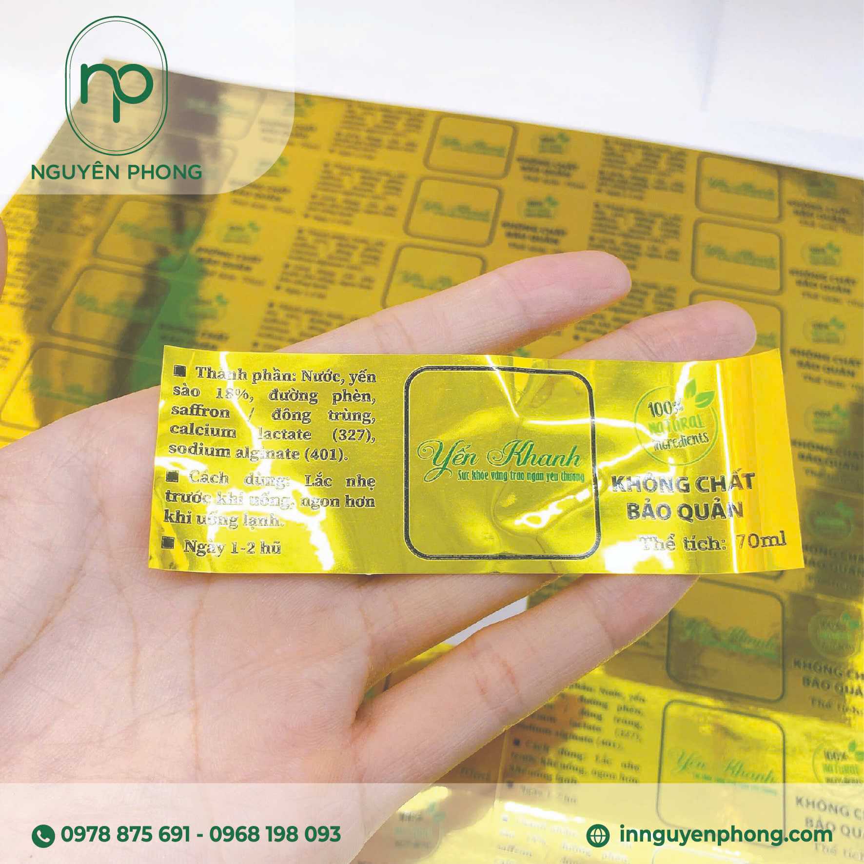Một thiết kế decal gương cho sản phẩm yến